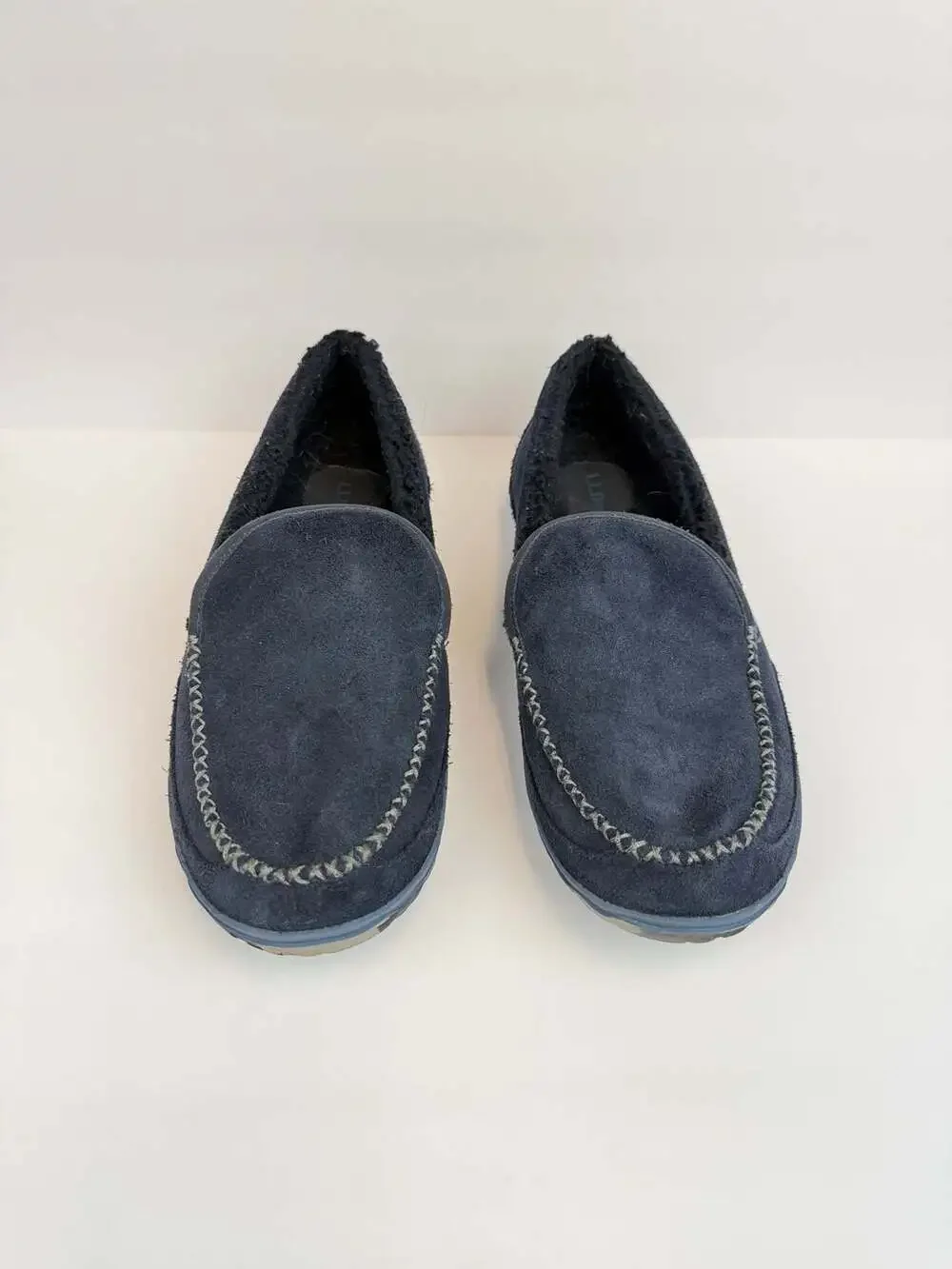 L.L.Bean Men's Mountain Suede Moccasin Slippers in Carbon Navy Sz 11 M